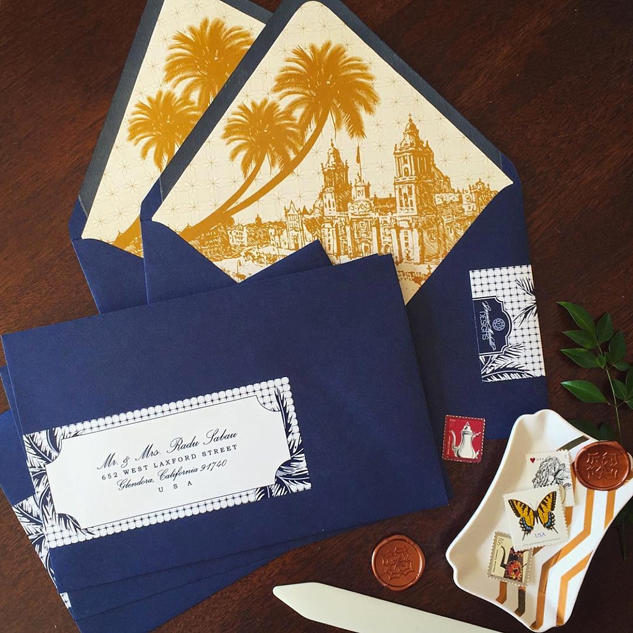 los angeles wedding invitations